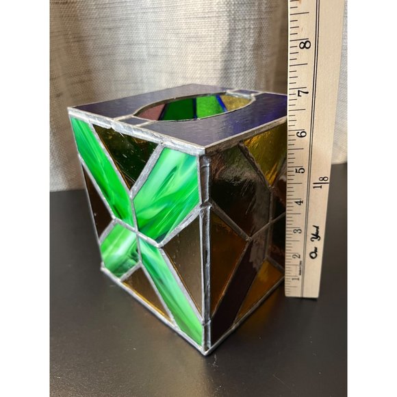 Handmade Stained Glass Tissue Box Holder - Picture 6 of 11